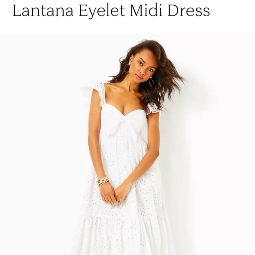 Lilly Pulitzer Lantana White Eyelet Midi Dress